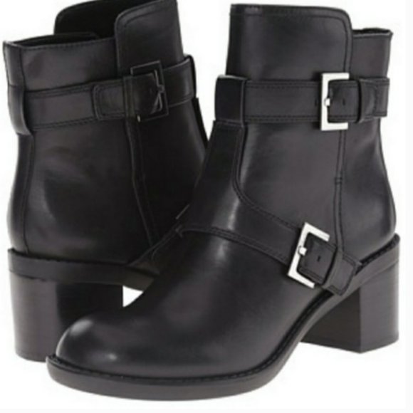 EUC Nine West Lorena' Buckle Mid Boot Biker Booties Size 10 - Picture 11 of 14